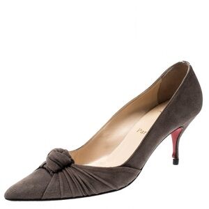 Christian Louboutin Dark Brown Francaise 100 Suede Knot Pumps Size 36